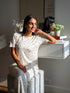 Women summer pajama set Red Hearts T-shirt + Pants